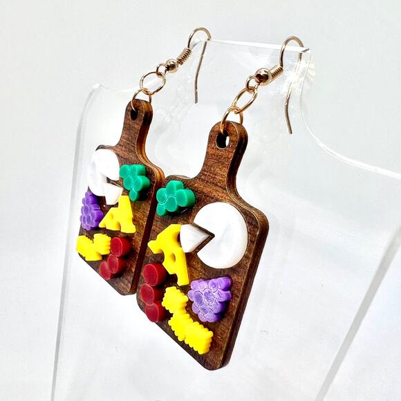 Charcuterie Board Earrings - Girls Night Accessories - Cheese Board Earrings - Picture 5 of 8